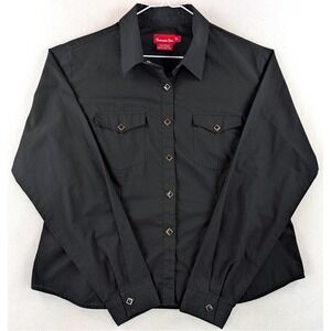 Vintage Panhandle Slim Womens XL Black Western Diamond Snap Shirt Hong Kong